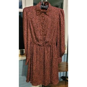 Cupcakes and Cashmere Leopard Print  Long Sleeve‎ Collared Mini Dress Size XS